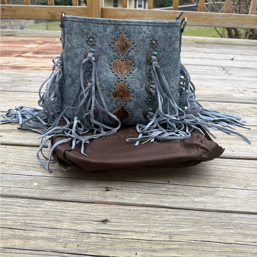 Montana west Jean blue crossbody bag with fringe